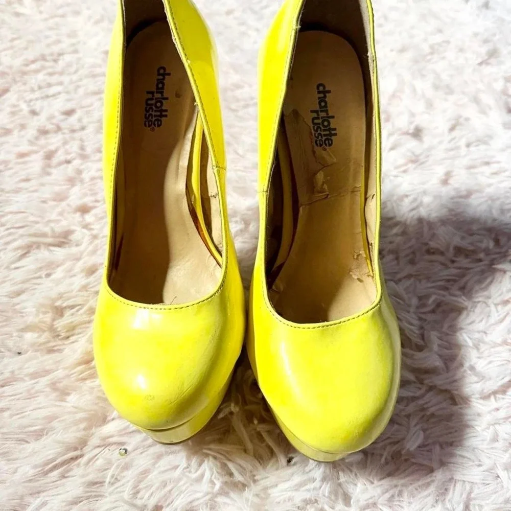 Y2K Yellow Vivid Platform Clubbing Heels Womens 7 Jersey Shore Trashy Snooki